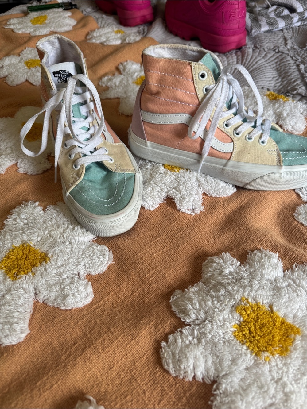 Vans Kids High-Top Colorblock Sneakers - Mint, Peach, Cream, White